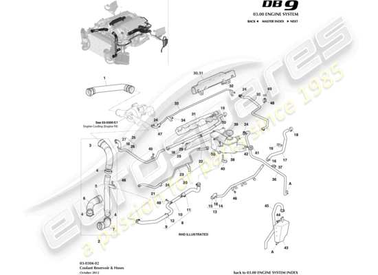 a part diagram from the aston martin db9 (2017) parts catalogue