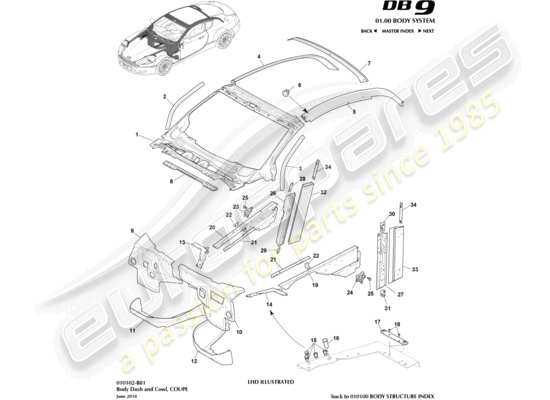 a part diagram from the aston martin db9 (2007) parts catalogue