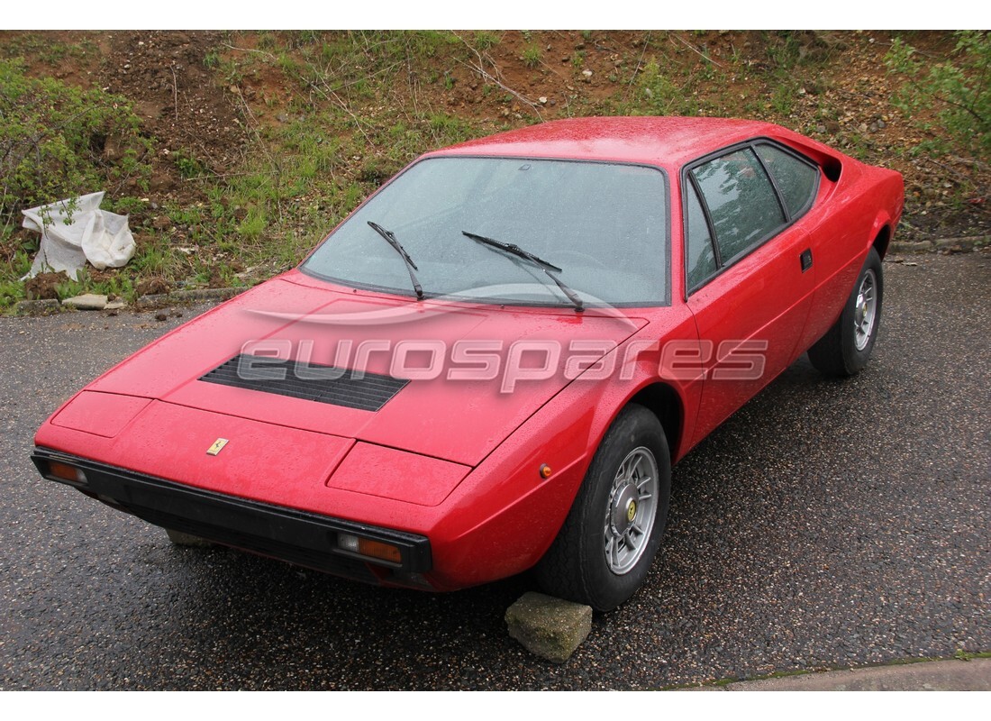 ferrari 308 gt4 dino (1976) being prepared for dismantling at eurospares