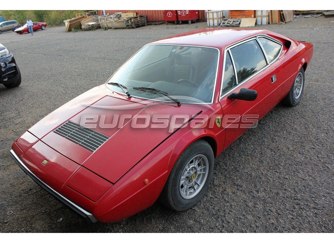 ferrari 208 gt4 dino (1975) being prepared for dismantling at eurospares