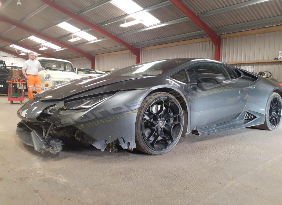 lamborghini lp610-4 coupe (2015) being prepared for dismantling at eurospares