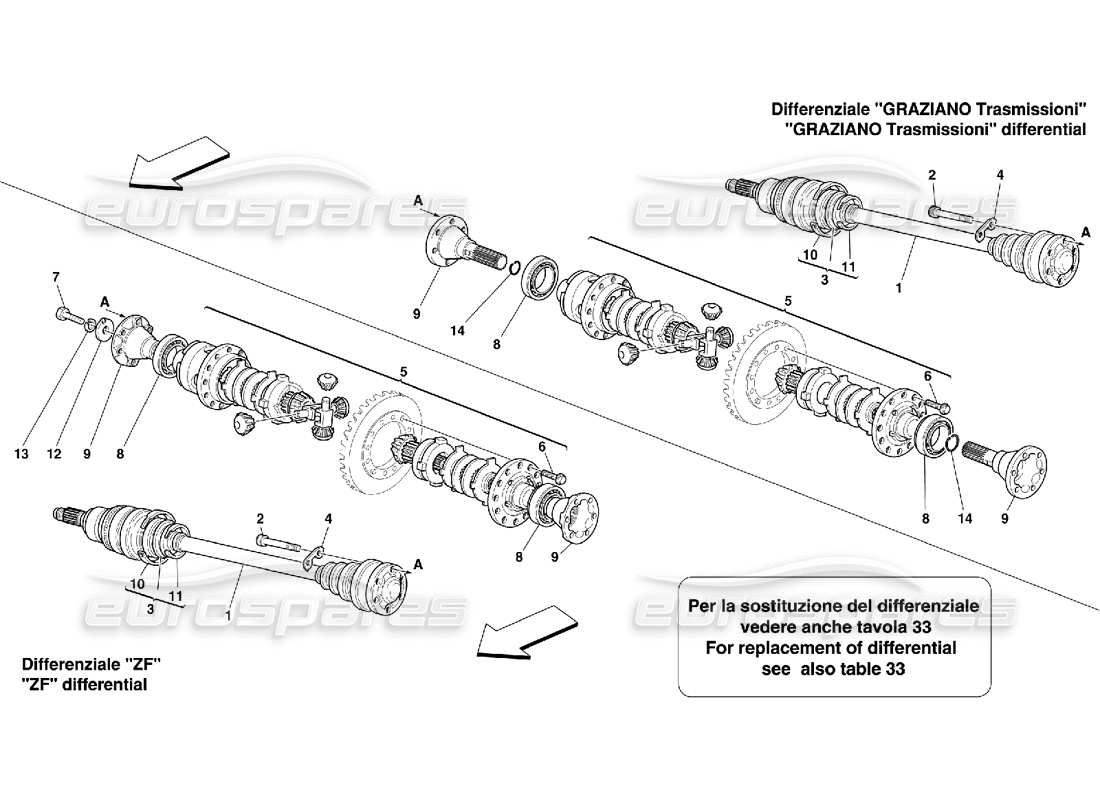 ferrari 456 m gt/m gta differential and axle shaft -not for 456m gta parts diagram