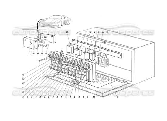 a part diagram from the ferrari testarossa parts catalogue