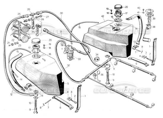 a part diagram from the lamborghini countach parts catalogue