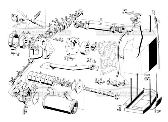 a part diagram from the maserati ghibli (1967-1973) parts catalogue