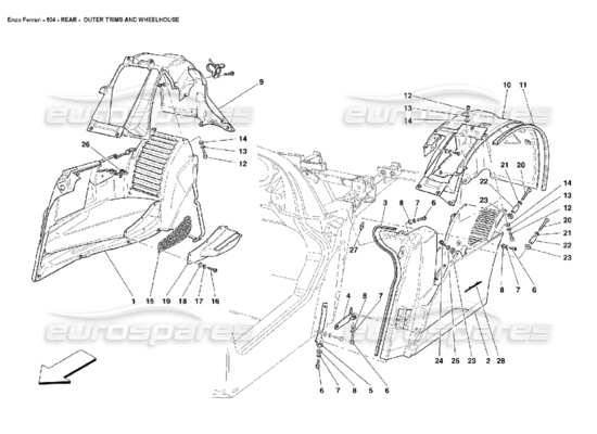 a part diagram from the ferrari enzo parts catalogue