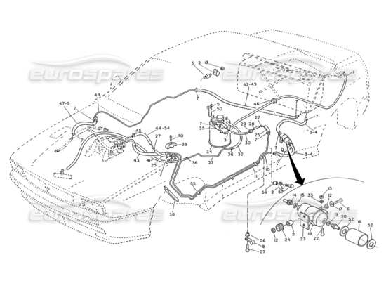 a part diagram from the maserati ghibli (1993-1995) parts catalogue