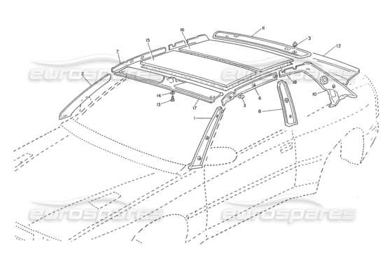 a part diagram from the maserati ghibli (1993-1995) parts catalogue