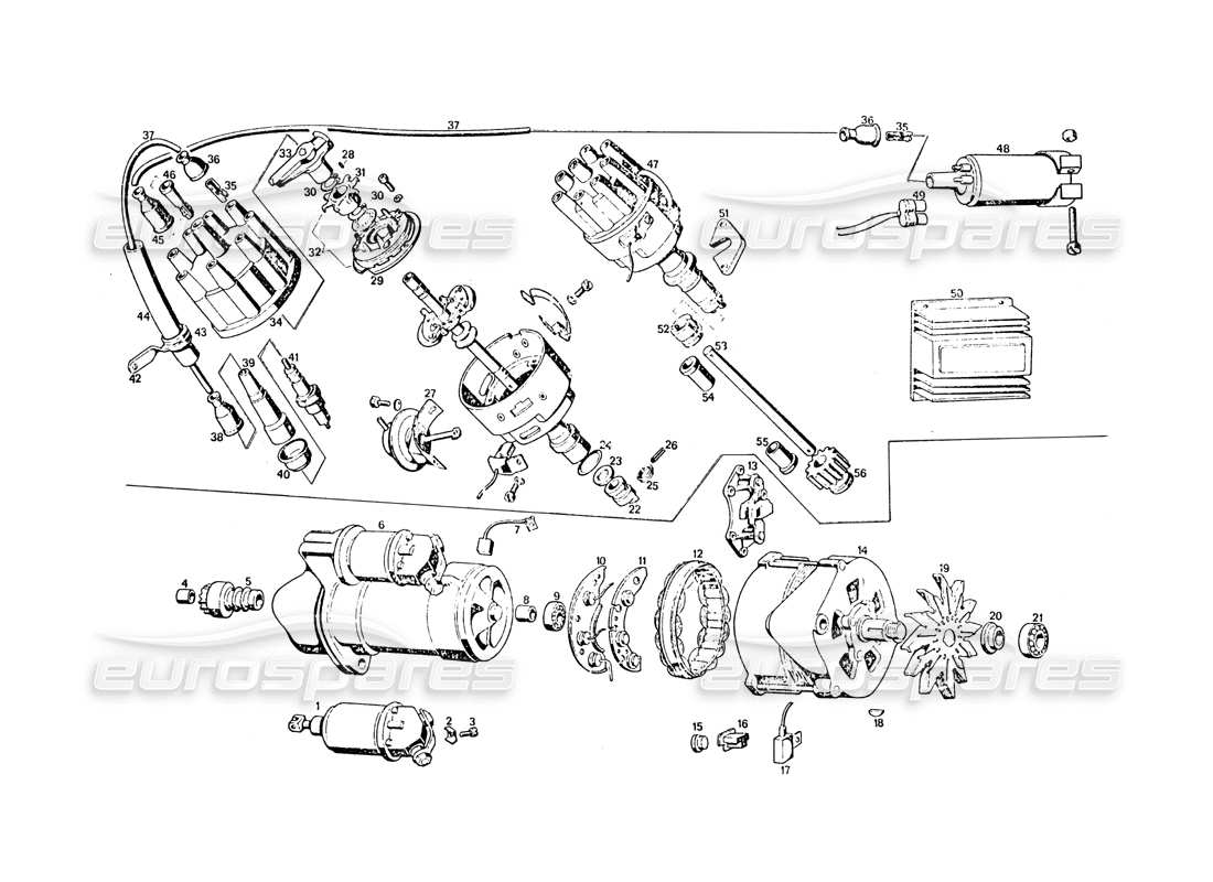VIEW PARTS DIAGRAMS FROM THE MASERATI KHAMSIN PARTS CATALOGUE a part diagram from the maserati khamsin parts catalogue