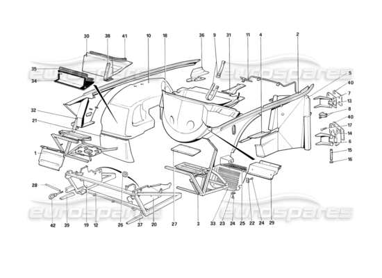 a part diagram from the ferrari mondial parts catalogue