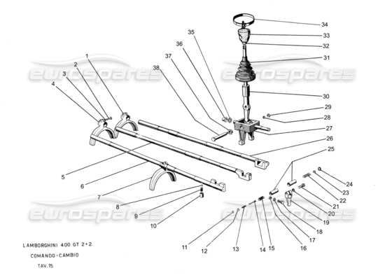 a part diagram from the lamborghini 400 parts catalogue