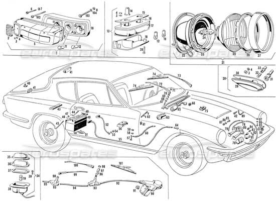 a part diagram from the maserati mistral parts catalogue