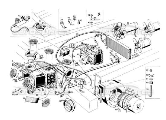 a part diagram from the maserati ghibli (1967-1973) parts catalogue