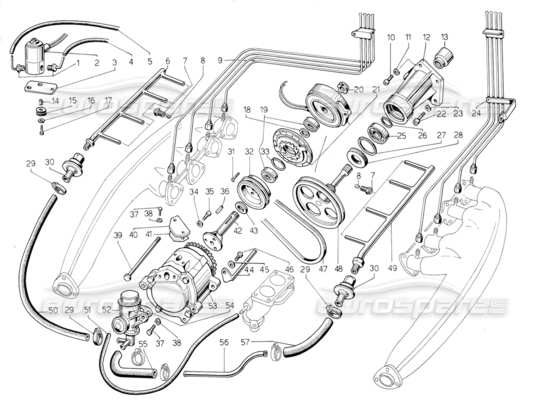 a part diagram from the lamborghini jalpa parts catalogue