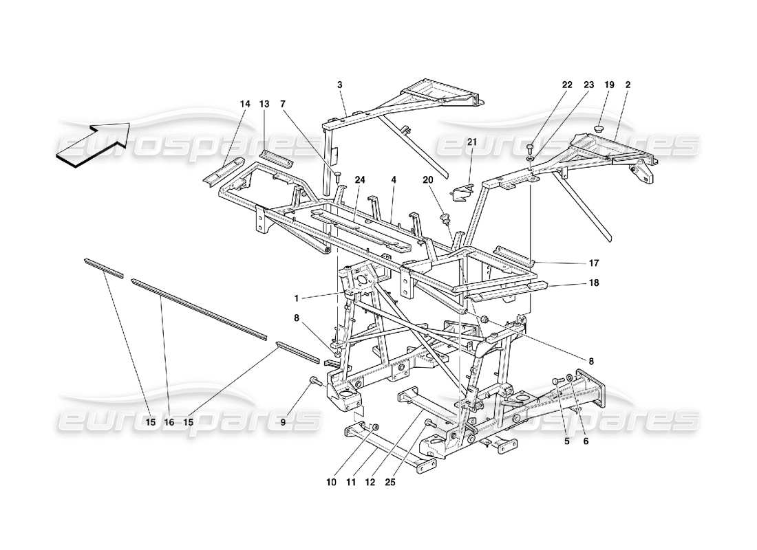 ferrari 355 (5.2 motronic) frame - rear part elements parts diagram