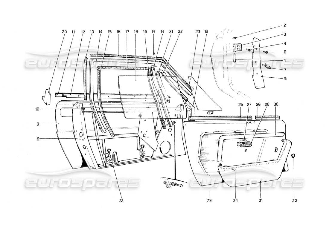 ferrari 308 gt4 dino (1979) doors parts diagram