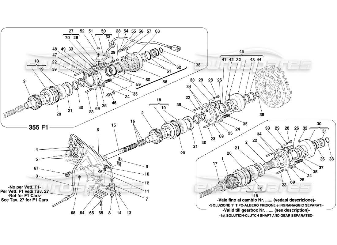 ferrari 355 (5.2 motronic) clutch control parts diagram