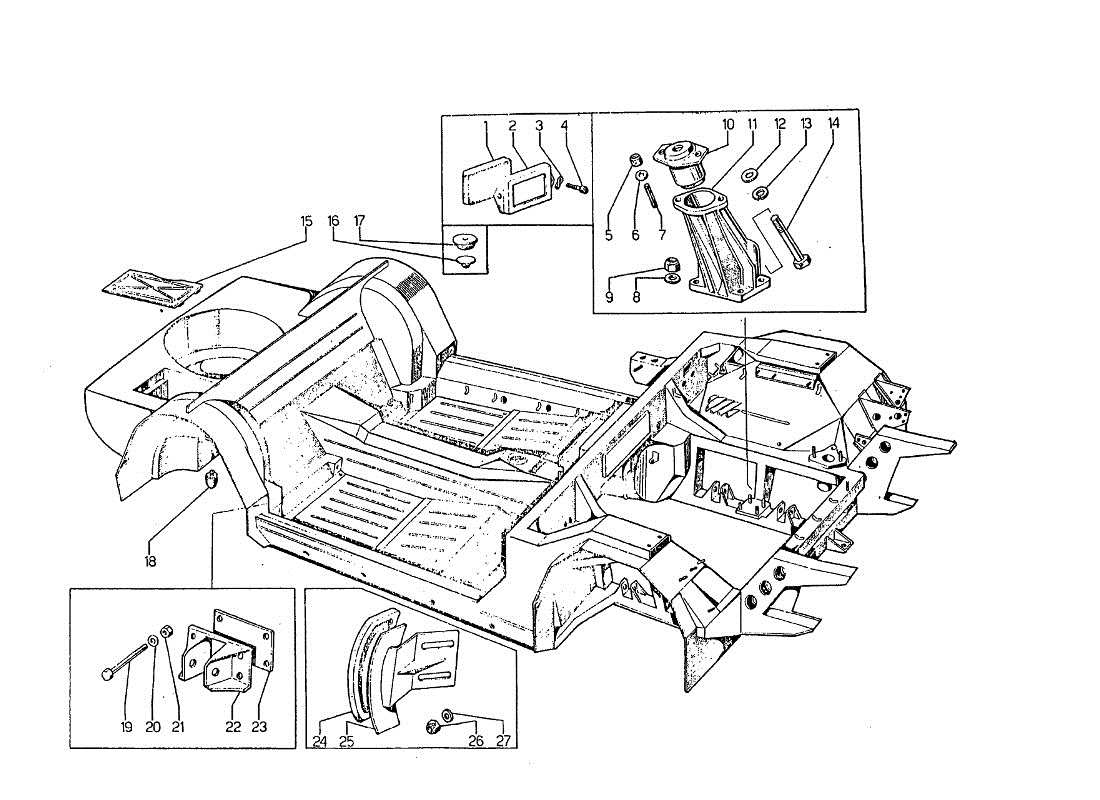 lamborghini jarama strattura telaio parts diagram