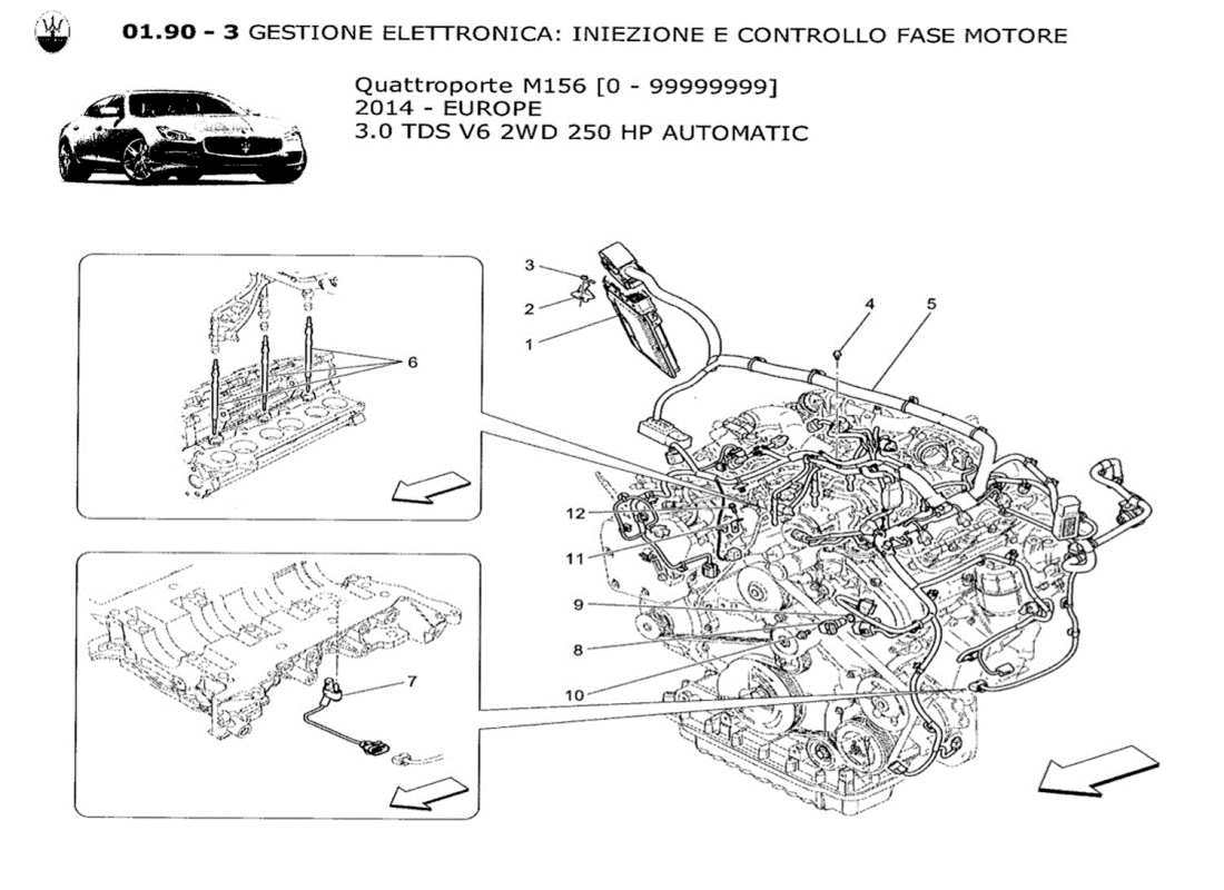 maserati qtp. v6 3.0 tds 250bhp 2014 electronic control: injection and engine timing control parts diagram