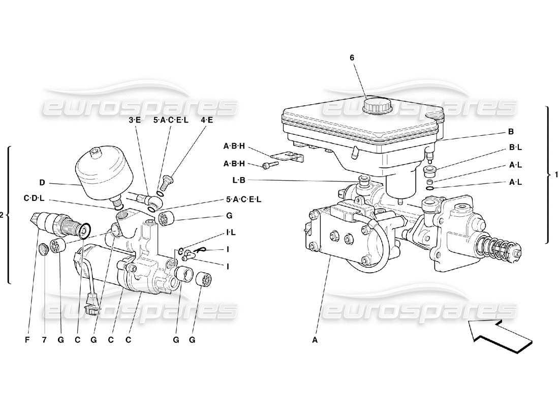 ferrari 355 (5.2 motronic) hydraulic system for abs teves parts diagram