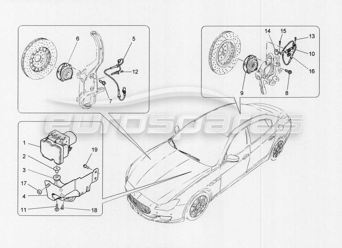 maserati qtp. v8 3.8 530bhp auto 2015 braking control systems parts diagram