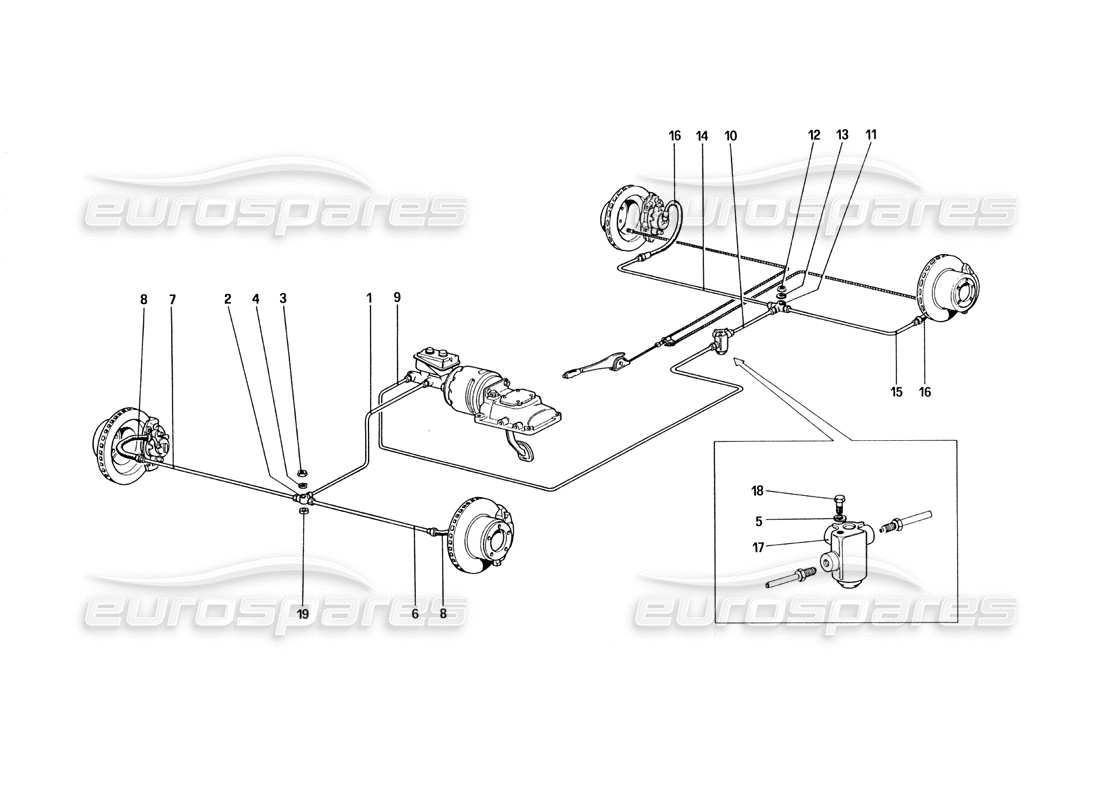 ferrari 328 (1985) brake system parts diagram