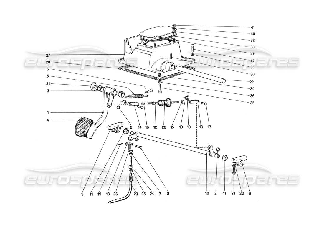 ferrari 328 (1985) pedal board clutch control (variants for rhd version) parts diagram