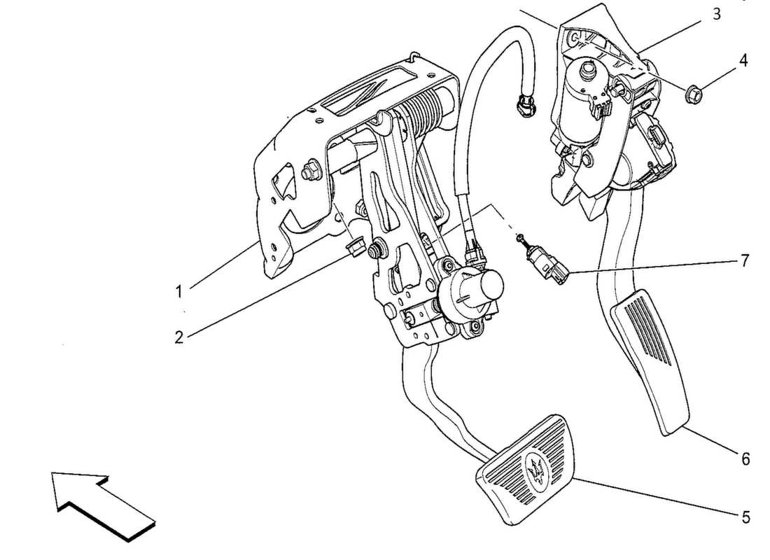 maserati qtp. v8 3.8 530bhp 2014 complete pedal board unit parts diagram