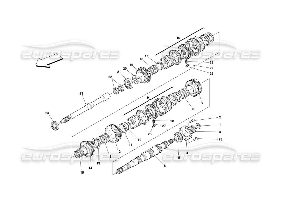 ferrari 360 challenge (2000) main shaft gears parts diagram