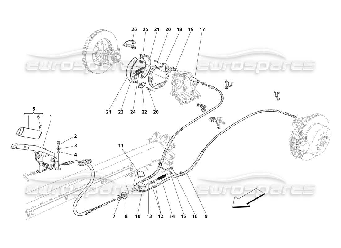 maserati qtp. (2003) 4.2 hand-brake control parts diagram