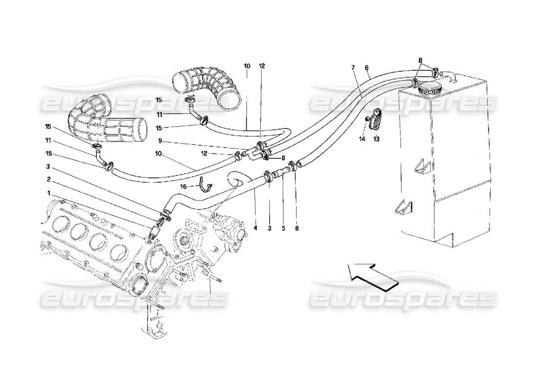 ferrari 348 (2.7 motronic) blow - by system parts diagram