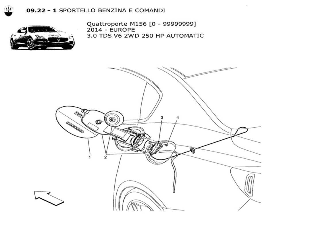 maserati qtp. v6 3.0 tds 250bhp 2014 fuel tank door and controls parts diagram