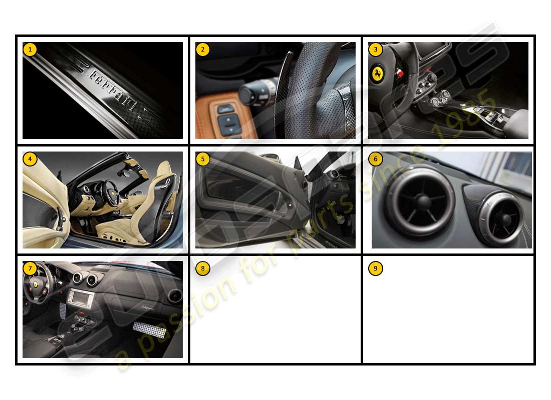 VIEW PARTS DIAGRAMS FROM THE FERRARI CALIFORNIA PARTS CATALOGUE a part diagram from the ferrari california parts catalogue