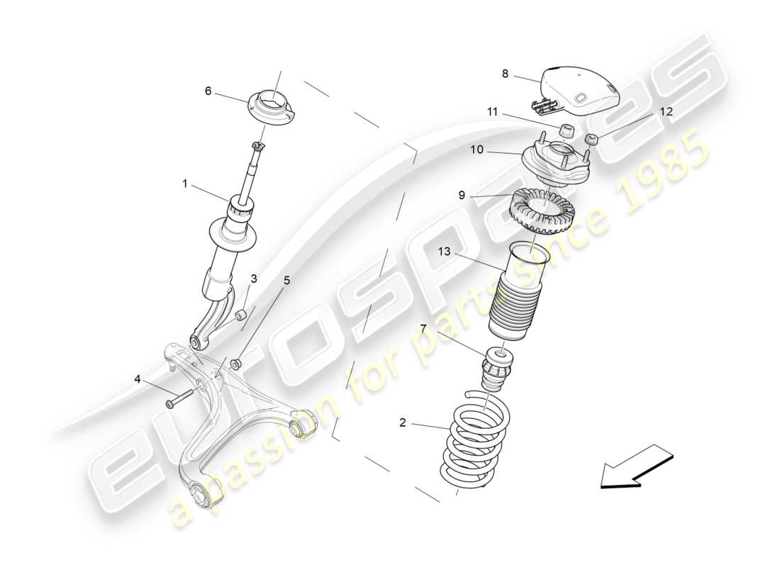 maserati qtp 3.0 bt v6 410hp (2014) front shock absorber devices parts diagram
