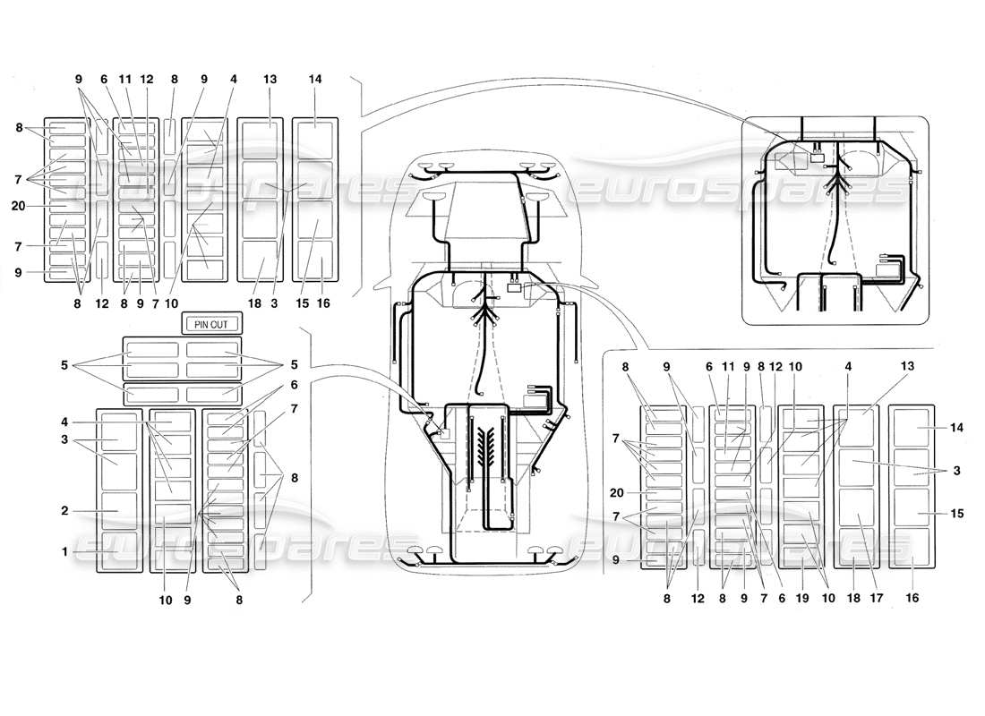 lamborghini diablo roadster (1998) electrical system parts diagram