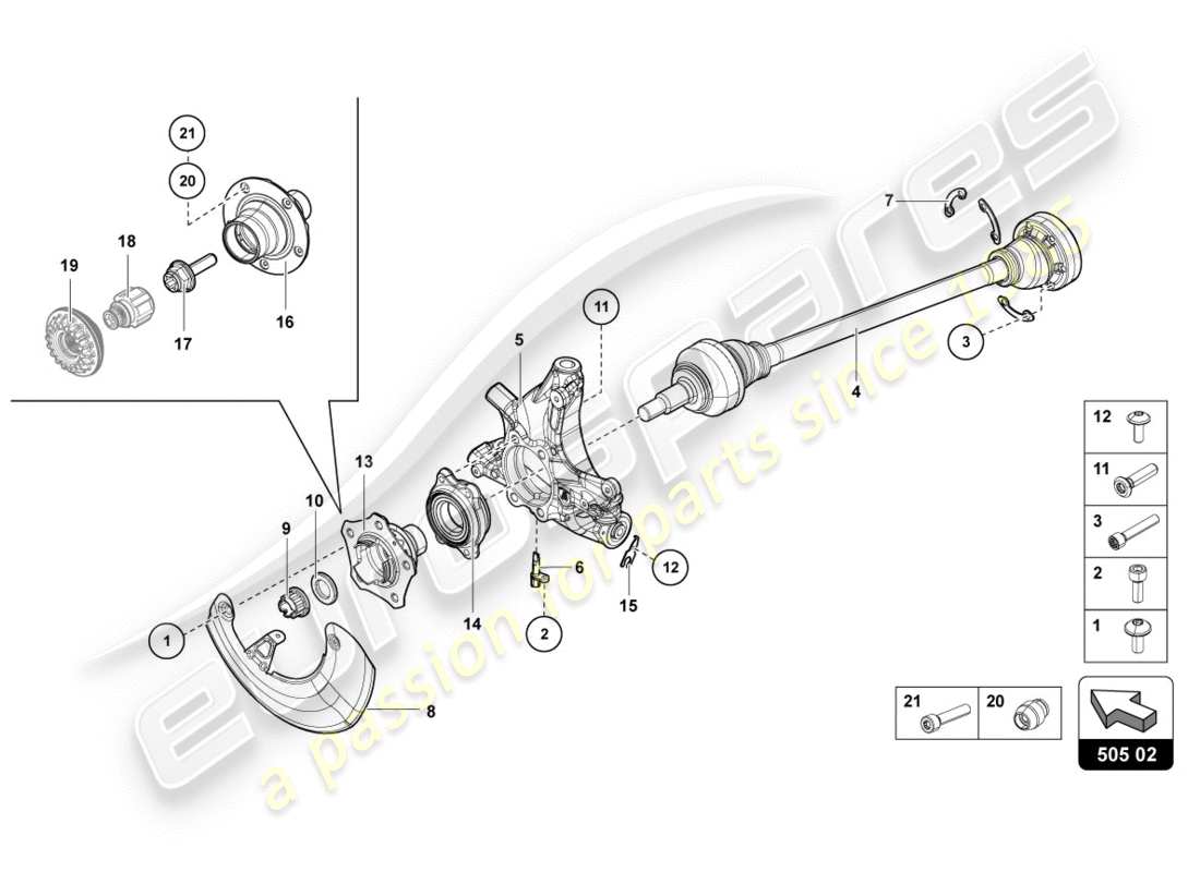 lamborghini lp700-4 coupe (2012) drive shaft rear parts diagram
