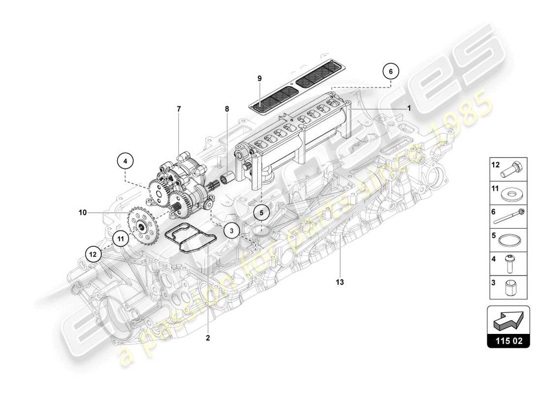 lamborghini lp700-4 roadster (2017) oil pump part diagram