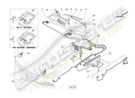 a part diagram from the maserati ghibli (2017 onwards) parts catalogue