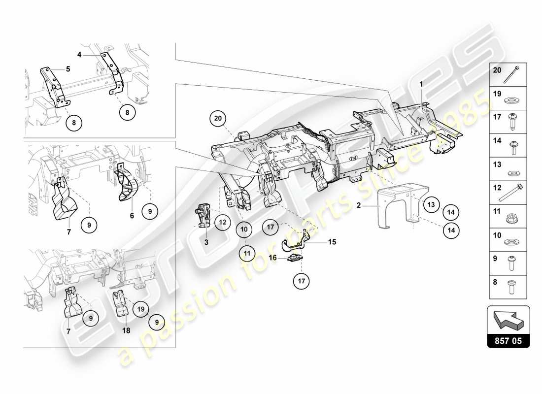 lamborghini lp700-4 coupe (2012) cross member parts diagram