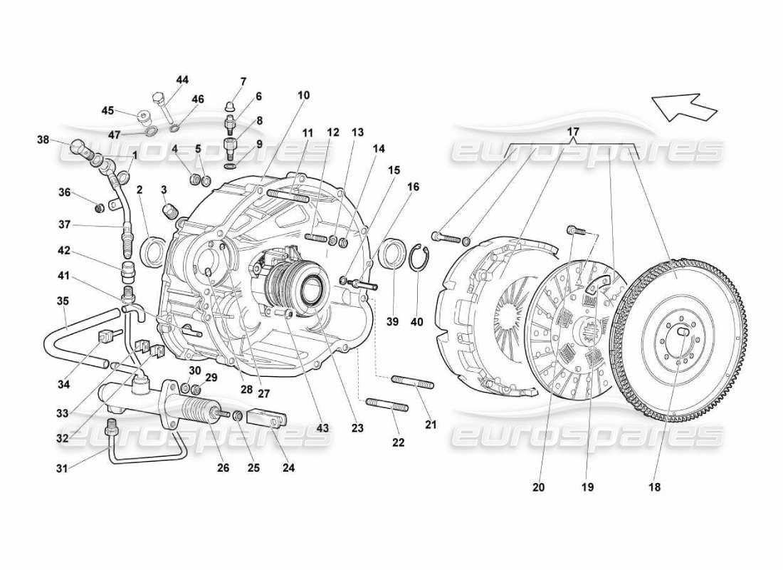 lamborghini murcielago lp670 clutch (manual) parts diagram
