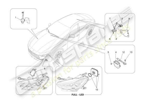 a part diagram from the maserati ghibli (2017 onwards) parts catalogue