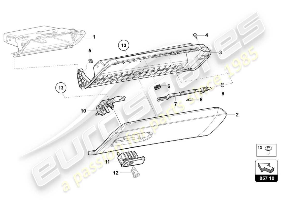 lamborghini lp700-4 coupe (2012) glove compartment parts diagram