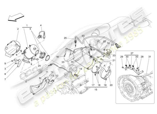 a part diagram from the maserati ghibli (2017 onwards) parts catalogue