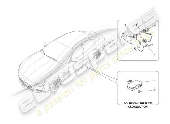 a part diagram from the maserati quattroporte m156 (2017 onwards) parts catalogue
