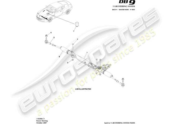 a part diagram from the aston martin db9 (2009) parts catalogue
