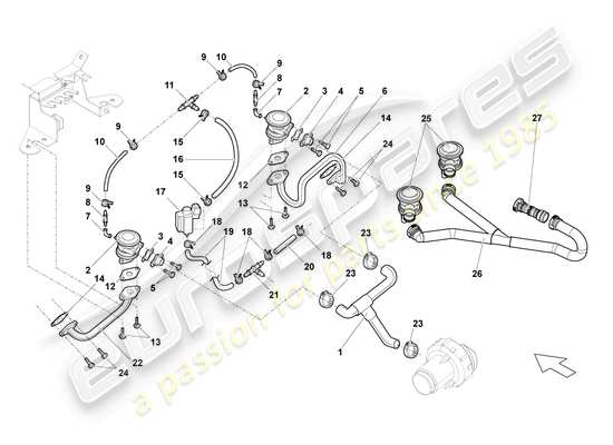 a part diagram from the lamborghini gallardo spyder (2006) parts catalogue