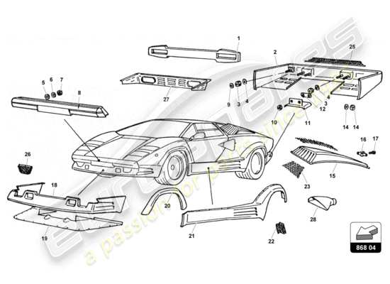 a part diagram from the lamborghini countach parts catalogue