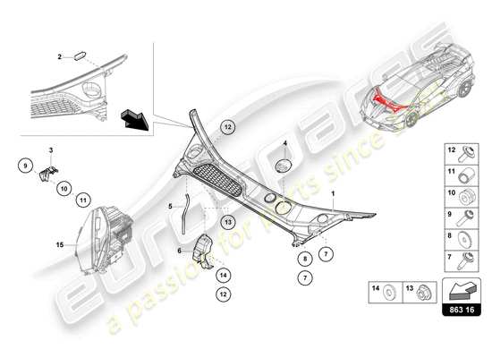 a part diagram from the lamborghini huracan sto parts catalogue