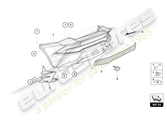 a part diagram from the lamborghini huracan squadra corse parts catalogue