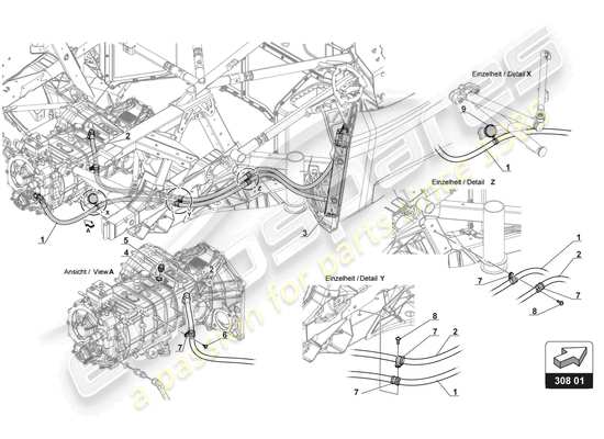 a part diagram from the lamborghini huracan squadra corse parts catalogue